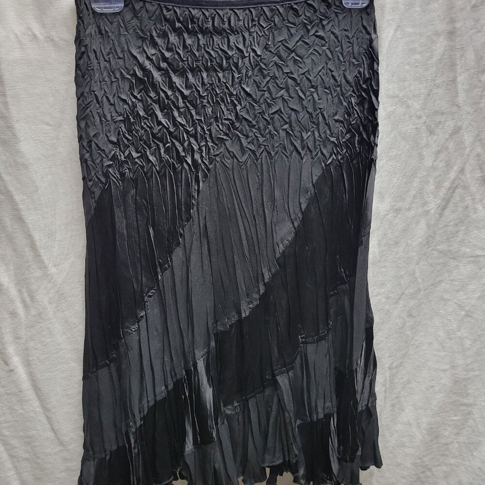Cache Black Crinkle Pleated Skirt - Medium